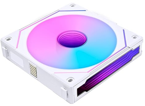 Lian Li UNI Fan SL-Infinity 120mm Reverse Blade-Single Pack-ARGB Fan (Non-Wireless) -Daisy-Chain Design-Infinity Mirror-Cable Management-Customizable Lighting Effects-White-(UF-RSLIN120-1W)
