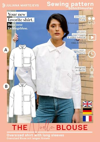 Schnittmuster Oversized Bluse Damen (Gr. XS-XXXL) Papierschnittmuster mit Nähanleitung zum Nähen