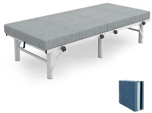YVYKFZD Tragbare Feldbett Klappbar, Campingbett Feldbett für Erwachsene, Bequeme Einzel Campingliege, trägt 661 Pfund, für Zeltbüro-Reisen im Freien (Color : Gray, Size : 194x120x46cm)