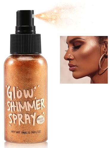 Erinde Body Glitter Spray, Face Glow Illuminator, Liquid Highlighter, Shimmer And Sparkle Make Up, Moisturizing Glow Drops, Luminizer with Light Fragrance, Non-Sticky, Quick Dry
