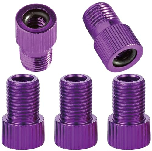VANSIHO Aluminum Presta to Schrader Converter Car Valve Adapter Bicycle Bike Tube Pump Air Compressor Tools 5pcs (Purple)