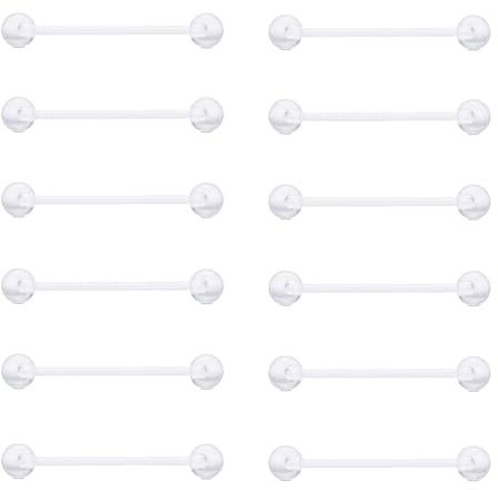 Gojewen Plastik Zungenpiercing Brustwarzenpiercing 1,6mm Flexibel Kunststoff Piercing Zunge Brustwarze Acryl 19mm