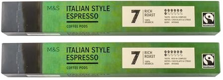 20 x Premium Italian Style Espresso Coffee Pod Capsules, Rich Roast, Strength 7, 100% Arabica, Aluminium Capsules, Compatible with Nespresso®