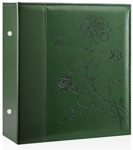 Miaikoe Fotoalbum 10x15 400 Fotos Slip in, große Kapazität Leder Cover Bilderalben hält 400 Vertikale 10x15cm Landschaftsfotos für Hochzeit Familie (Dunkelgrün)