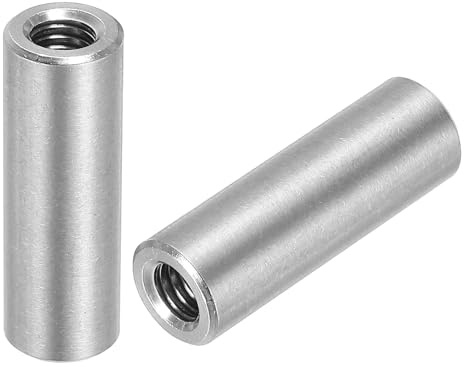 uxcell 5Pcs M6 Round Connector Nuts, 304 Stainless Steel Coupling Nut 30mm/1.18 Length Sleeve Rod Bar Stud Nut for Bracket, M6x30x10mm