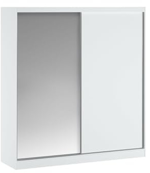 Vente-unique - Armario 2 Puertas correderas - con Espejo - 200 cm de Ancho - Blanco - OCHIRA