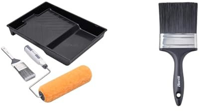 Harris 102082001 Seriously Good Exterior Masonry Roller Set | 9in & Essentials Masonry Paint Brush, 4,Black