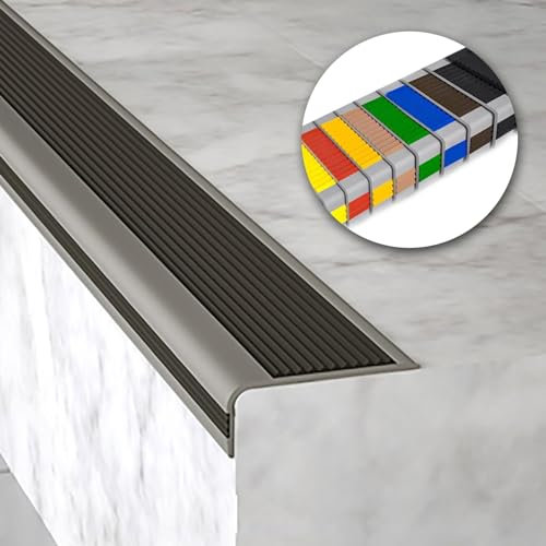 PVC Antidérapant Nez De Marche Profil D’angle,L Profilé Protection De Bord De Marche D'escalier,Nez De Marche Profilé,intérieur Auto Adhésif Marche Bordure Bandes,Ignifuge et imperméable. (Color : Ne