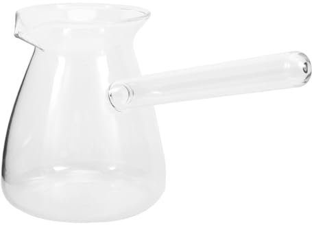 IMIKEYA Caffettiera turca in vetro da 650 ml, trasparente in vetro Cezve turco con manico laterale, resistente al calore, per caffè, tè, latte e burro