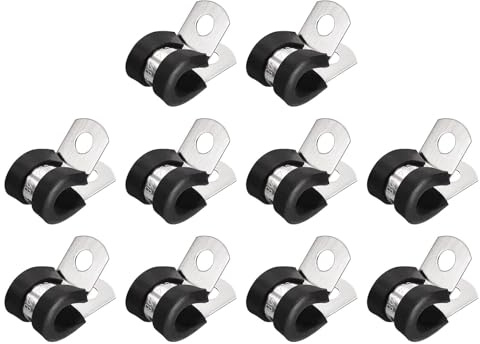 TA-VIGOR 20Pcs Cable Clamp, 25mm Rubber Cushioned Insulated Clamp R Shape Metal Clamp for Pipe Tube Wire Fixing, Laying Plumbing, Electricity, Exhaust