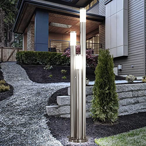 LED Außen Stehlampe Standleuchte Garten Beleuchtung EDELSTAHL Hof Wegleuchte Veranda Terrasse 3-Fammig