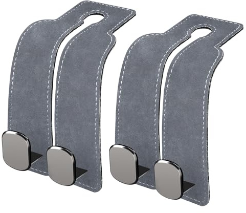 HVIERO 2 Stücke Auto Haken, Taschenhalter Auto Kopfstütze, Aufbewahrungshaken Autositz, Haken Kopfstütze Auto für Lebensmittel-Taschen, Handtaschen Organizer (Grau)