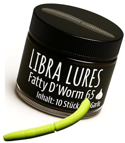 Libra Lures Fatty D`Worm 65mm | Forellenköder Supersoft | Inhalt: 10 Stück | Aroma: Knoblauch | Farbe: 027 / Apple Green