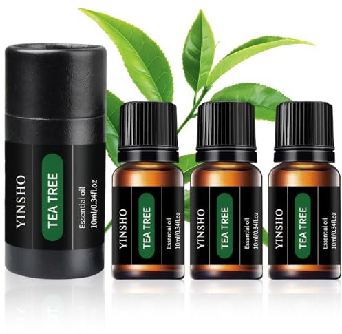 3 Stück Teebaumöl Bio Tea Tree Oil Ätherisches Öl von Natürlicher Teebaum Geeignet für Aromatherapie-Lampe Verwendet für Aromatherapie/Massage/Bad/Haut/Haar (10 ML)