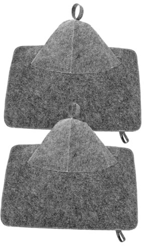 TOGEVAL 2sets Shower Cap Felt Sauna Hat Absorbent Bath Accessories Grey for Home Hotel Public Bath Insulation Sauna Mat Set