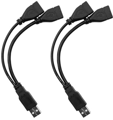 Gorise Cavo splitter USB da 2 pezzi, cavo USB doppio femmina-maschio, prolunga di ricarica e sincronizzazione per laptop, tablet, convertitore a doppia porta, lunghezza