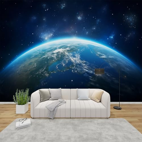 PaxGloz Fototapete Erde Tapete Weltall Planeten Tapeten Vliestapete Modern Wandtapete Wohnzimmer Schlafzimmer Kinderzimmer Wanddeko Motivtapeten 400 x 280 cm (B x H)