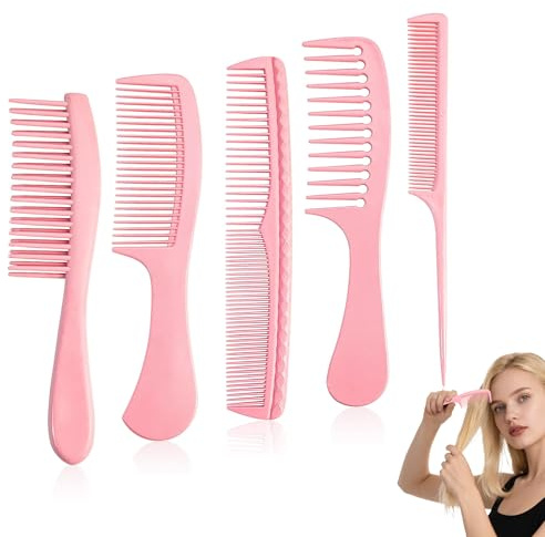 5PCS Hair Comb Sets for Women, Pink | Lightweight, Stylish Design, Durable and Anti Static, For All Hair Types