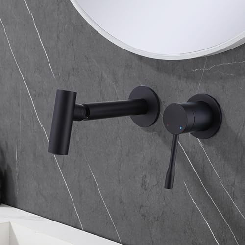 Basin Mixer Tap Bathroom Sink Taps Concealed 2 Holes Hot and Cold Brass 360° Rotation Faucets for Black Lavatory Sink Faucet
