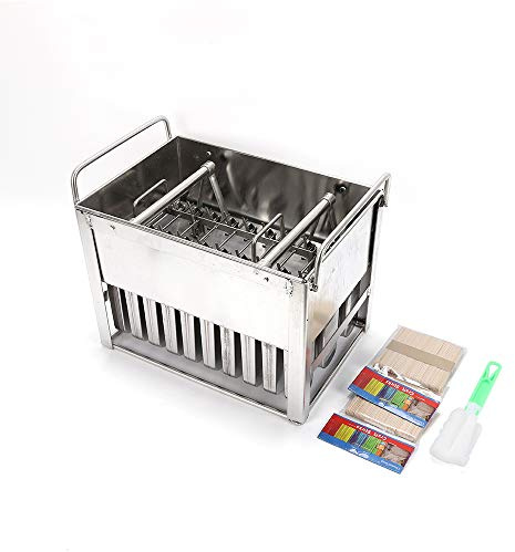 ApuaVireo&Co 30 moldes de acero inoxidable for helados, for hacer paletas heladas, con soporte for palitos de helado y cepillo de limpieza.