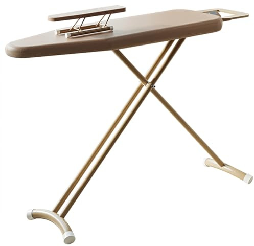 Asse da Stiro Pieghevole con Portaferro, Ironing Board Regolabile a 8 Velocità, Asse da Stiro per Maniche Mobile con Tubo in Acciaio a Forma di X