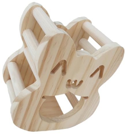 VILLCASE Holz Futterspender für Kaninchen und Kleintiere Cartoon Grashalter Langlebige Heuraufe Hält Futter Frisch und Trocken Geeignet für Zwergkaninchen Meerschweinchen Chinchillas