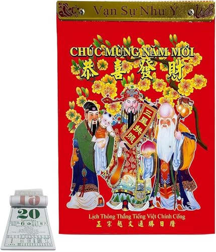 Calendrier quotidien vietnamien 2026, calendrier chinois à déchirer, calendrier 2026 chevaux, planificateur quotidien lunaire, décoration murale pour la maison et le bureau (rouge pastèque)