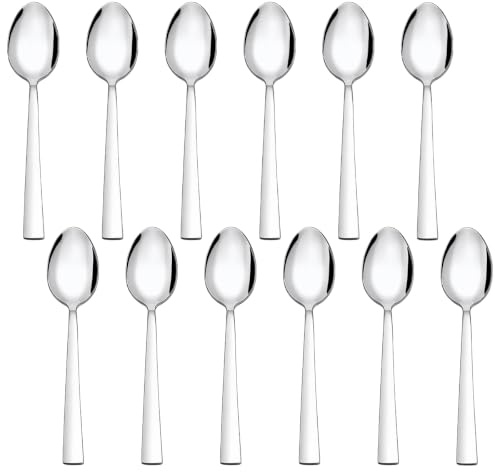 12 Piezas 20,5 cm Cucharas Soperas de Acero Inoxidable, Cucharas Grandes | Cucharas de Sopa, Cucharas de Mesa, Cucharas de Cena, Aptas para Lavavajillas, Pulidas a Espejo, para Hogar/Restaurante/Hotel