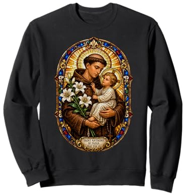 Sant'Antonio di Padova Prega per Noi Sacro Mosaico Arte Fede Felpa