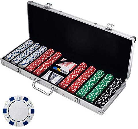 Trademark Poker Poker-Chip-Set für Texas Hold'em, Blackjack, Glücksspiel mit Tragetasche, Karten, Tasten und 500 Würfelstil 11,5 Gramm Casino Chips, 500 Stück Set