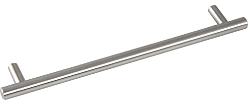 GRIMME 8569210260 Basic Schrankgriff Enija Möbelgriff (Barell) ø 12 mm, Breite 300 mm Stangengriff Edelstahl gebürstet, Silber, Lochabstand 260 mm