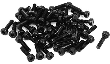 sourcing map 50 Stück Zylinderschrauben M2 x 8mm Legierter Stahl Innensechskant Rändelschraube Innensechskant Schrauben Zylinderkopfschrauben Schwarz