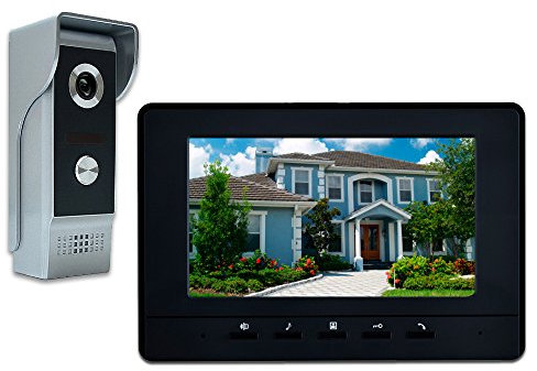 AMOCAM Sistema de intercomunicación de video con cable, sistema de teléfono de puerta de timbre de video de 7 pulgadas, kits de cámara HD compatible con desbloqueo, monitoreo, intercomunicador de