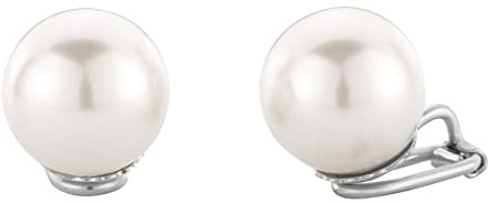 Traveller Ohrclip - Damen - Silberfarben - Perle - 14 mm - Weiss - Platiniert - 801114
