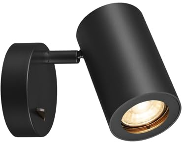 SLV ENOLA B | Wandleuchte, Wandbeleuchtung, Aufbauleuchte | Zylindrisch, GU10, Aluminium, mit Schalter, schwarz, max. 50 W, Dreh- oder Schwenkbar