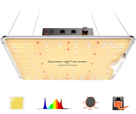 Spider Farmer SF1000 Grow Lampe LED Pflanzenlampe Vollspektrum LED-Wachstumslicht mit Samsung LM301H EVO Dioden Dimmbare Grow Light Wachstumslampe für Zimmerpflanzen, Gemüse, Blume