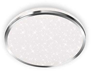 Briloner Leuchten - Éclairage plafonnier LED, éclairage de salle de bain, lampe de salle de bain avec décor d'étoiles, IP44, 12 Watt, 1 200 Lumen, 4 000 Kelvin, blanc chromé, 280x70mm (DxH)