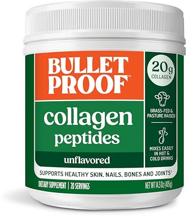 Bulletproof Unflavored Collagen Peptides Powder, 14.3 Ounces, Grass-Fed Collagen Protein for Skin, Bone and Joint Support, Pasture Raised, No Added Hormones