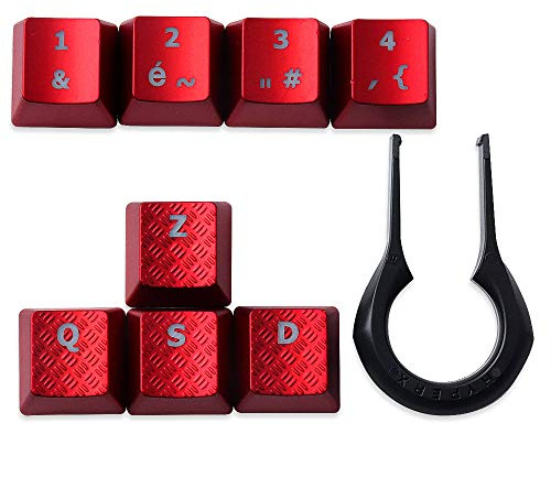 FPS & MOBA Touches de Jeu pour Cherry MX Razer&Corsair&HyperX&Logi G610 G710 Clavier mécanique de Jeu (Rouge-ZQSD1234)