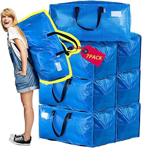 AlexHome Heavy Duty Extra Large Moving Bags,Storage Totes for Moving,Reusable Plastic Moving Boxes,Packing and Moving Supplies,Cloth Containers (Set of 7)