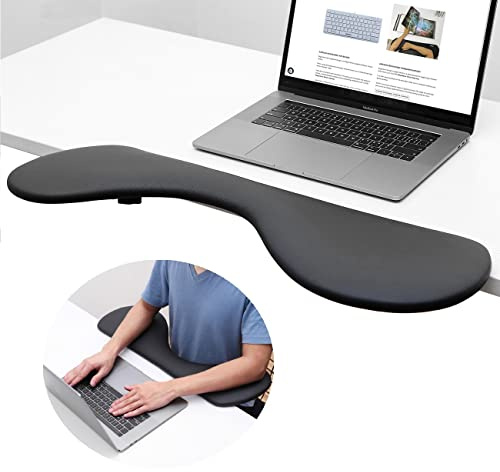 Eulps Ergonomische Unterarmstütze, zum Anklemmen, Leder, Ellenbogen-Armlehne, ergonomische Schreibtischverlängerung für Zuhause und Büro, einfaches Tippen und Schmerzlinderung (schwarz)