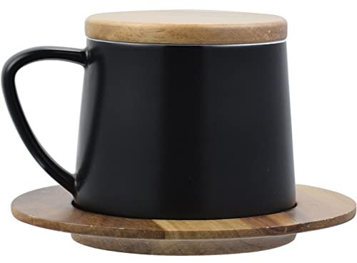 Tazas Cafe Espresso Baratas, Tazas De Café Reutilizables Con Tapas De Cerámica, Taza De Cafe Con Plato, Taza De Té, Tazas De Café For Mujeres Y Hombres, Tazas De Café De Hielo, Regalos, 400Ml/14Oz