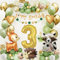3 Geburtstag Junge Mädchen, Dschungel Kindergeburtstag Deko 3 Jahr, Grüne Luftballon 3 Geburtstagsdeko, Wild Three Geburtstagsdeko, Waldtiere Alles Gute zum Banner für Kinder Deko