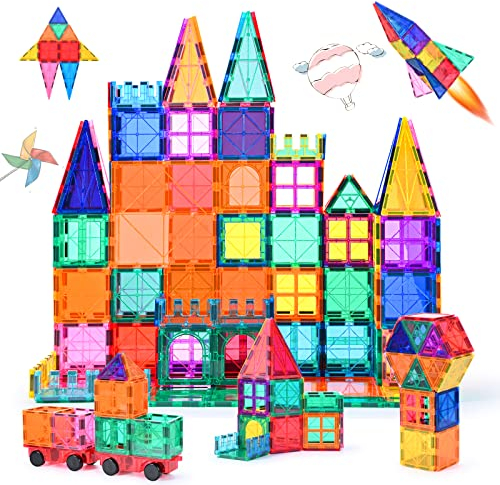 Magnetische Bausteine 100Pcs für Kinder ab 3+ Jahre Starke Magnet Montessori Spielzeug Kinder STEM-Lernspielzeug-Geschenk zur Förderung der Kreativität für Jungen Mädchen (100 pcs)