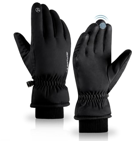 Guantes Invierno Hombre Mujer, Impermeable Guantes Moto Térmicos con pantalla táctil para Moto, Bicicleta Montaña, Ciclismo, Esquí, Trabajo, Viajes - M