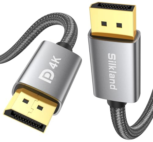 Silkland [Certificado VESA] Cable DisplayPort 144Hz 3m, 4K@60Hz 2K@144Hz 2K@165Hz, 3D FreeSync y G-Sync, Cable DisplayPort para Monitores de 144Hz, Televisores 4K UHD y Tarjetas Gráficas Juegos