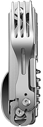 JPSDOWS 5 Ustensiles Pliables - Camping pliants - Couteaux Fourchette cuillère d'acier Inoxydable Tire-Bouchon décapsuleur pour Le Voyage extérieur randonnée Couverts