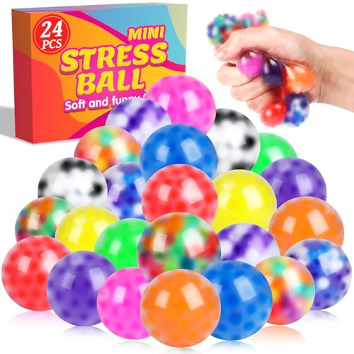 VISCOO 24 Pack Stress Balls for Adults, Squeeze Balls for Anxiety Relief, Soft Palm-Sized Pressure Balls, Durable Relaxation Set