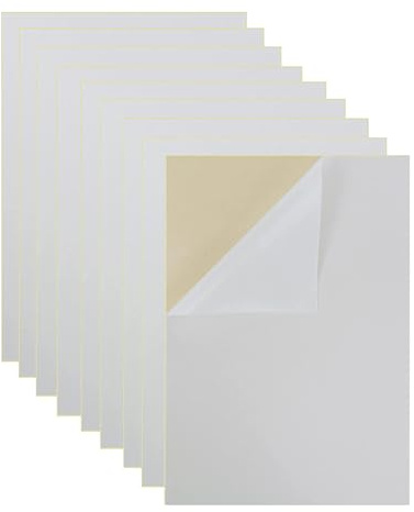 HugeDE 10 Sheets Adhesive Craft Felts Fabric Sticky Back Sheets Peel and Stick Felts Backed Stick Felts Jewelry Box Felt Liners with Adhesive Backing White