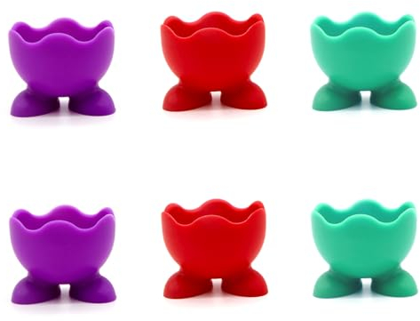 Soulnioi Juego de 6 hueveras, soporte para huevos hervidos, hueveras de silicona, para cocina, huevos hervidos, desayuno, almacenar hueveras